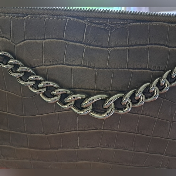 CLAUDIA FIRENZE Italy embossed Stars croc look leather chunky chain purse bag - Picture 15 of 16